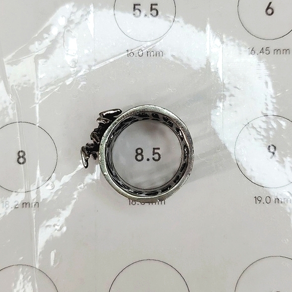 Y2K Rhinestone Hot Topic Jumping Spider Cobweb Web Black Cuff Ring Halloween - Picture 10 of 16